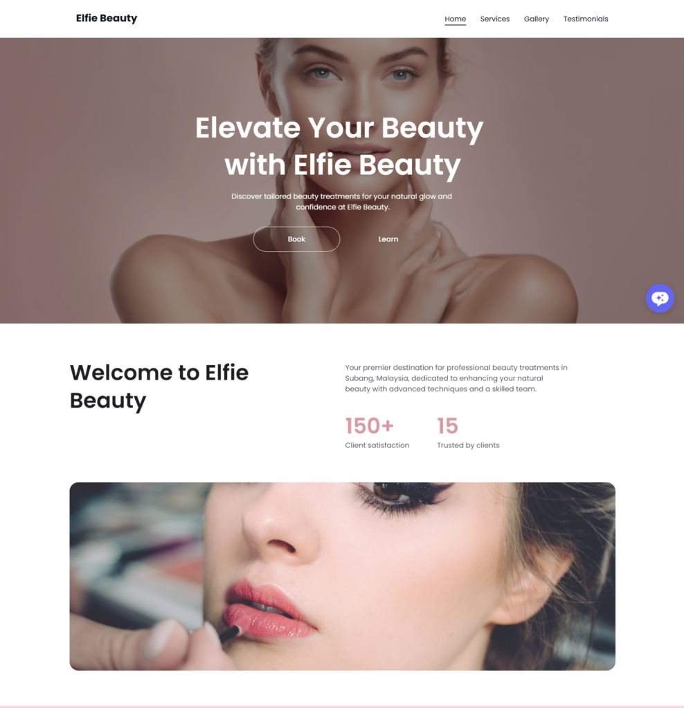 Elfie Beauty Landing Page