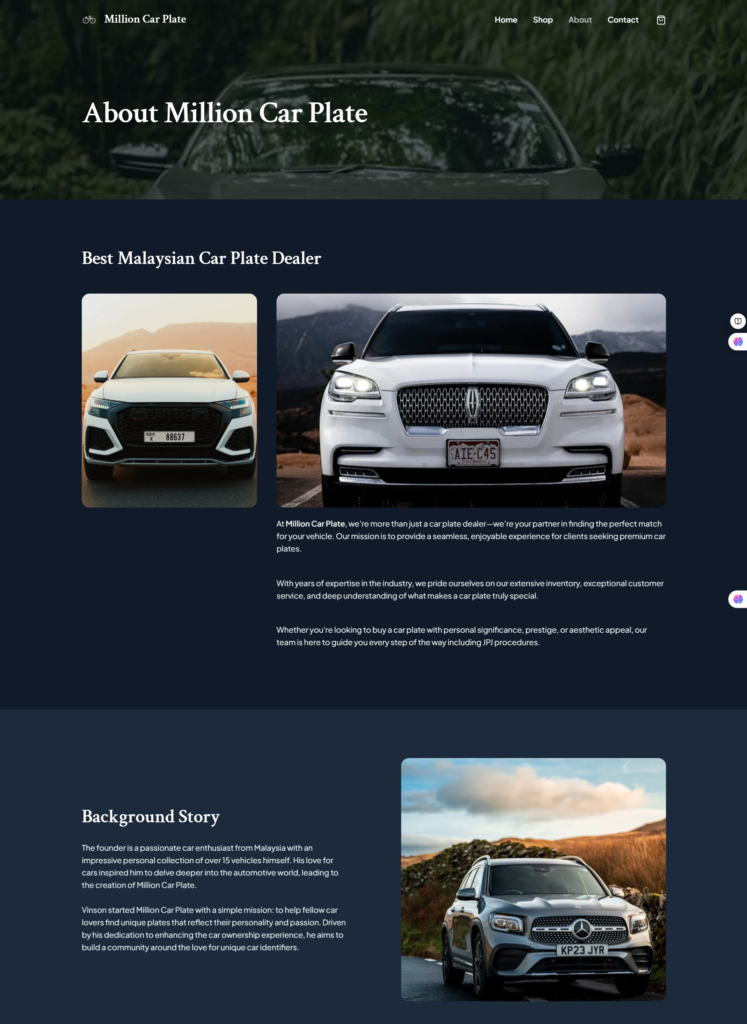 Million Car Plate About Page