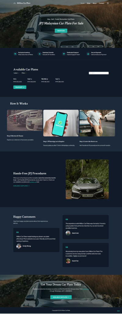 Million Car Plate Landing Page