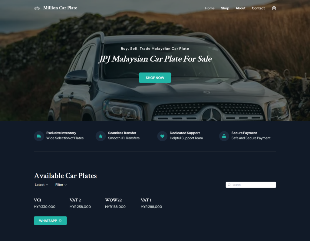 Million Car Plate Landing Page